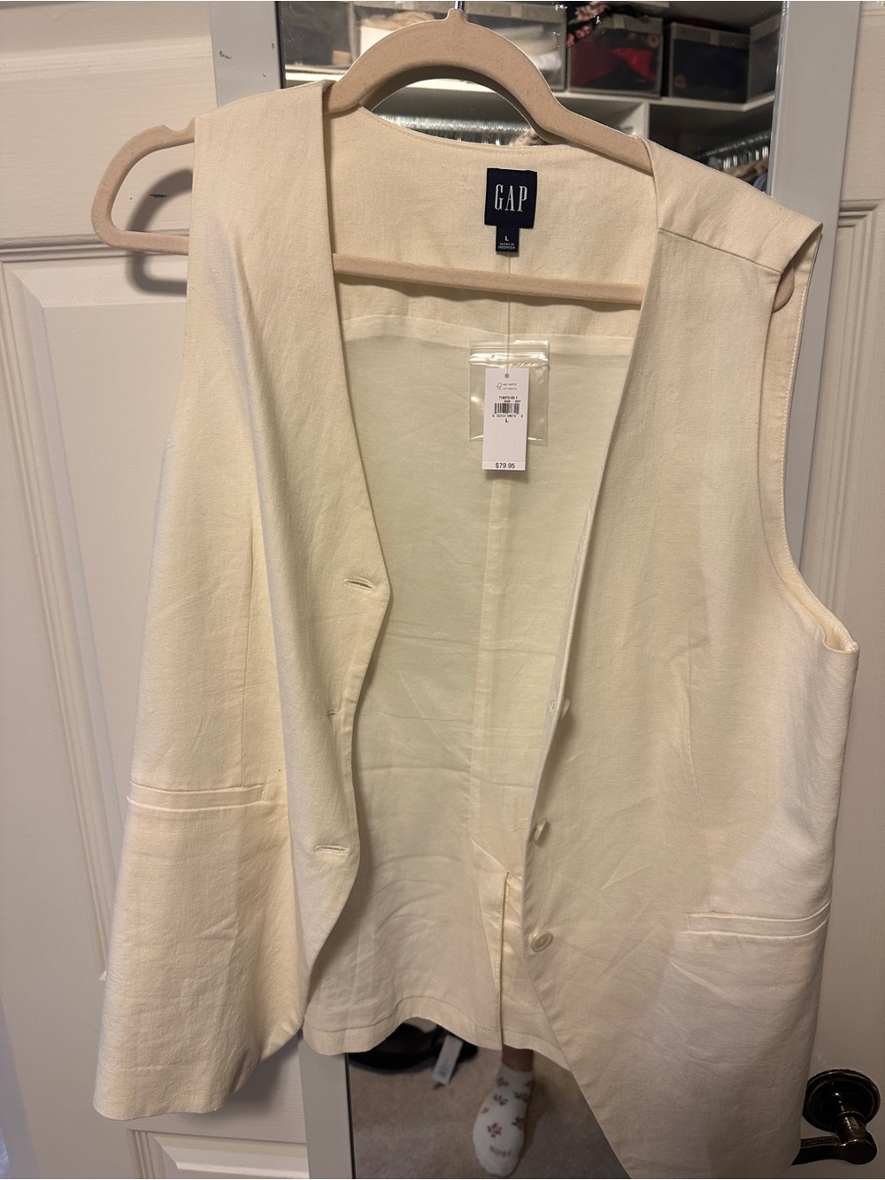 NWT GAP Women's Ivory Sleeveless Blazer Vest
